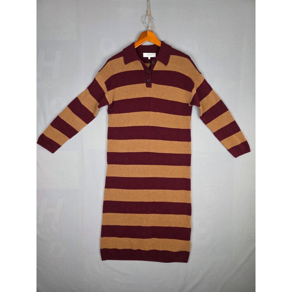 Madewell Cashmere Wool Blend Sweater Dress Sz Small Rugby Jersey Midi Sample